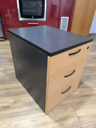 Cajonera Oficina Madera Negra y Marrón