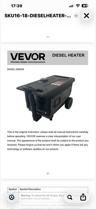 Calentador Diésel VEVOR 8 kW Portátil