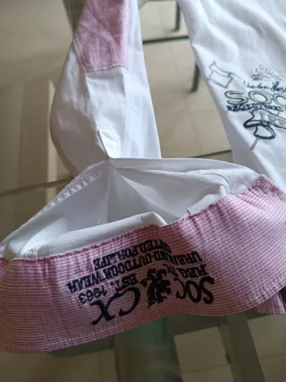 Camisa SOCCX blanca y rosa mujer