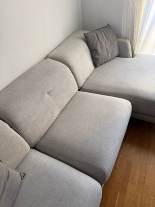 Sofá chaise longue tela gris