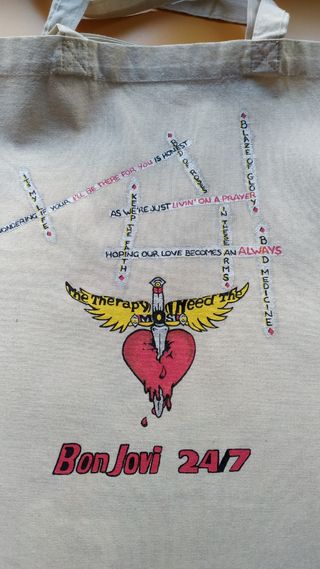 Bolsa tela a mano diseño Bon Jovi