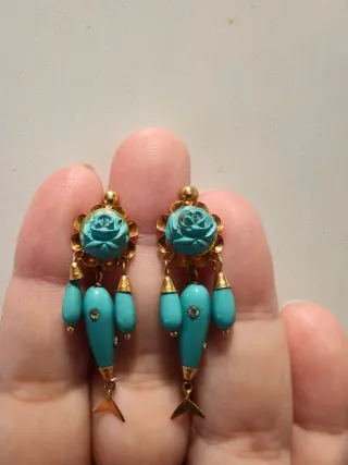 Pendientes Pescaitos Turquesa y Dorados