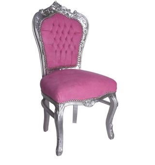 4 Sillas estilo Luis XV plateadas y rosas