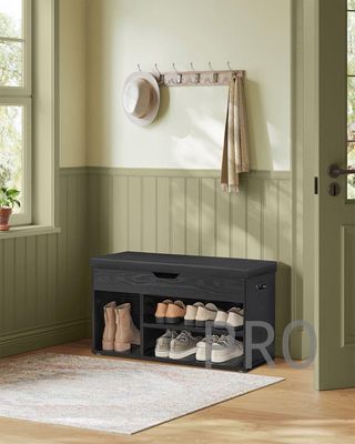 Banco zapatero con cojín negro - Vasagle
