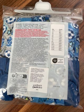 10 Calzoncillos Niño Primark Fútbol Talla 8/9