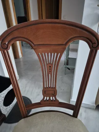 2 Sillas Madera Tapizadas Beige