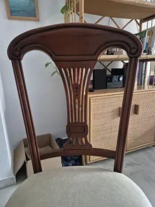 2 Sillas Madera Tapizadas Beige