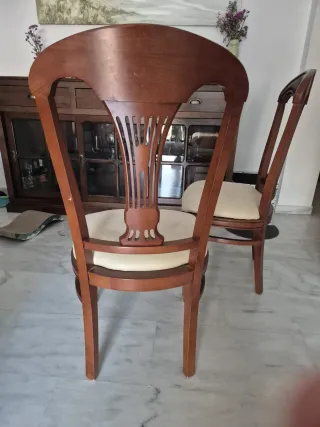 2 Sillas Madera Tapizadas Beige