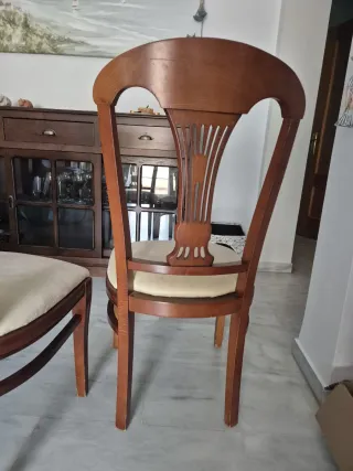 2 Sillas Madera Tapizadas Beige