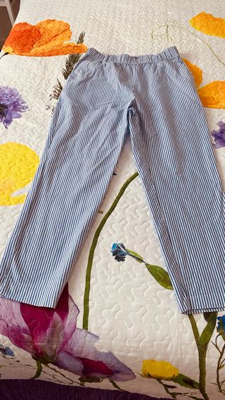 Pantalones Zara Rayas Azul Blanco