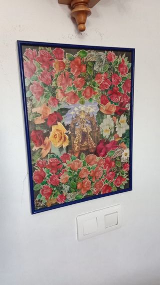 Cuadro antiguo cromos flores