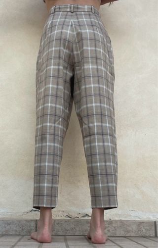 Pantaloni ASOS quadri vita alta beige