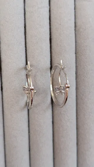 Pendientes Aro Plata Mariposa Morada