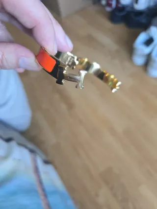 Pulsera Hermès H Dorada Naranja