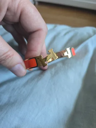 Pulsera Hermès H Dorada Naranja