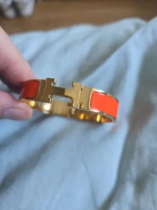 Pulsera Hermès H Dorada Naranja