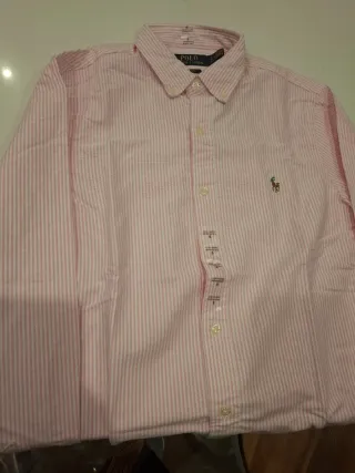 Camisa Polo Ralph Lauren Rayas Rosa Talla S