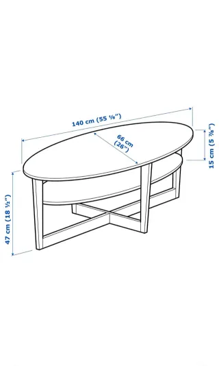 Mesa de centro ovalada negra Ikea
