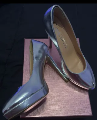 Scarpe décolleté argento tacco alto 10 cm