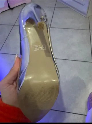 Scarpe décolleté argento tacco alto 10 cm