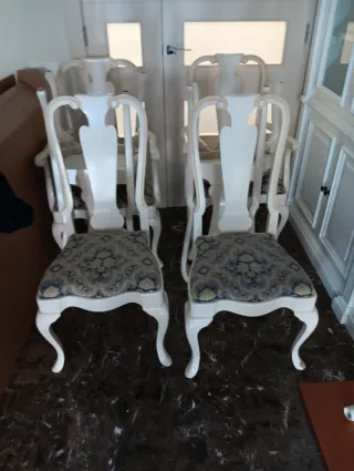 6 Sillas de comedor lacadas blancas