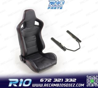 ASIENTO DEPORTIVO SEMI BAQUET ESTILO RS CARBONO NEGRO Y CORR