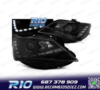 FAROS SEAT IBIZA 6J 12-15 LUZ DIURNA LED FONDO NEGRO