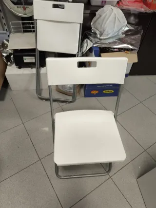 4 Silla Plegable Ikea Blanca y Plateada