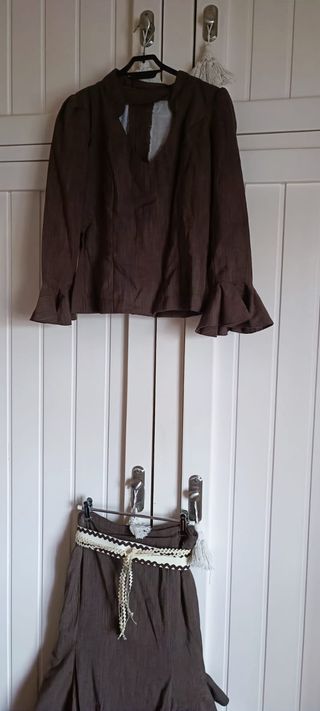 Traje Flamenca Talla 38 Marrón y Beige