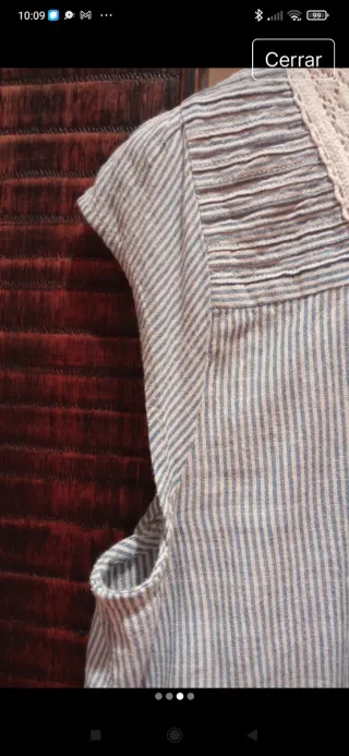 Blusa Rayas Manga Corta Encaje