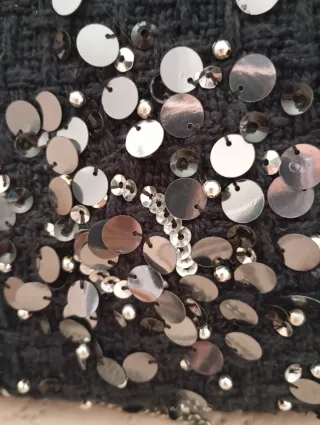 Bolso Fiesta Tweed Lentejuelas Negro/Plata