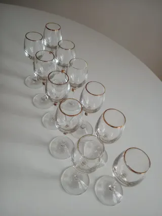 Vasos de Cristal Checo Dorados