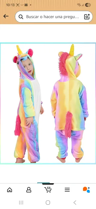 Disfraz Mono Unicornio Arcoíris