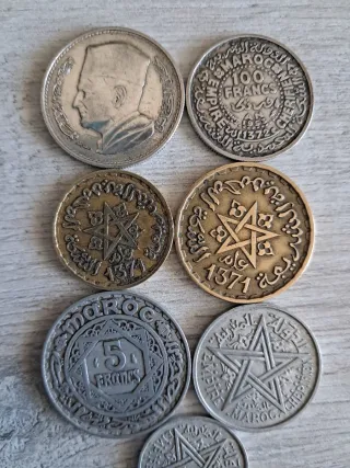 Monedas Marroquíes Antiguas dos de plata.