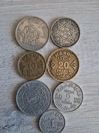 Monedas Marroquíes Antiguas dos de plata.
