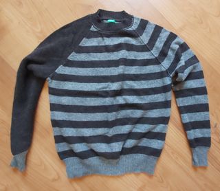 Jersey Benetton rayas gris y negro