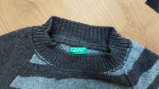 Jersey Benetton rayas gris y negro