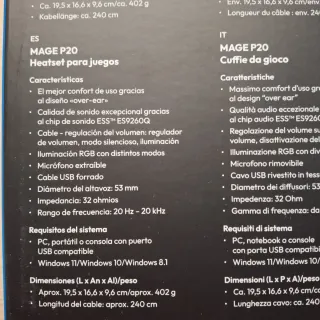 Gaming Erazer Mage P20. Auriculares