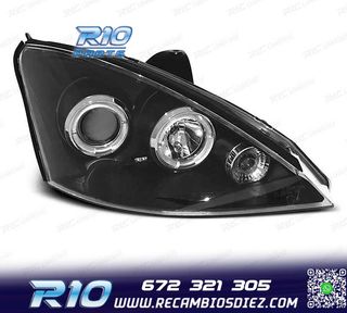 FAROS FORD FOCUS 98-01 OJOS ANGEL LED FONDO NEGRO