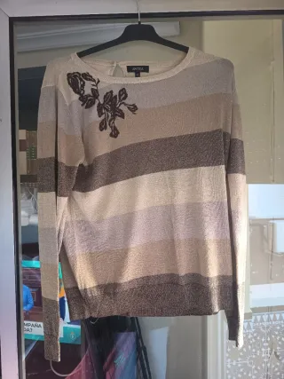 Jersey ANTEA rayas beige y marrón Talla M