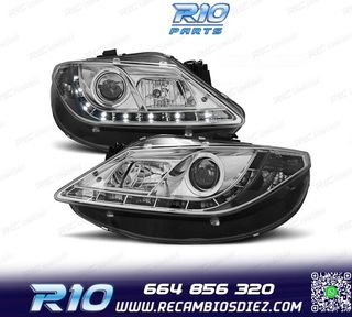 FAROS SEAT IBIZA 6J 08-12 LUZ DIURNA LED FONDO CROMO