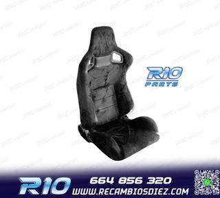 KIT ASIENTO DEPORTIVO SEMI BAQUET LOOK RS ALCÁNTARA NEGRA