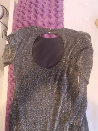 Vestido fiesta plateado y negro