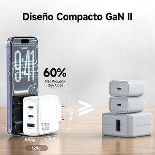 NUEVO - Cargador USB C 70W Magnético 3 Puertos