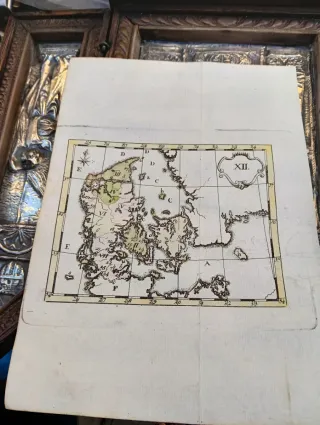 Mapa antiguo Dinamarca siglo XVIII 1786