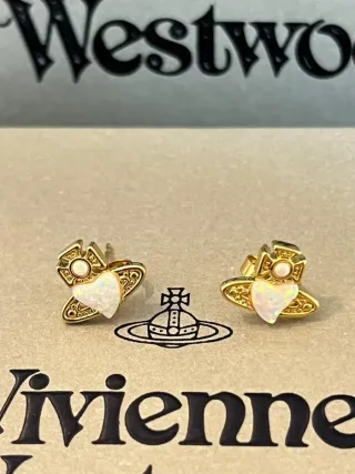Pendientes Vivienne Westwood Corazón Ópalo Dorado