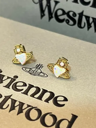 Pendientes Vivienne Westwood Corazón Ópalo Dorado