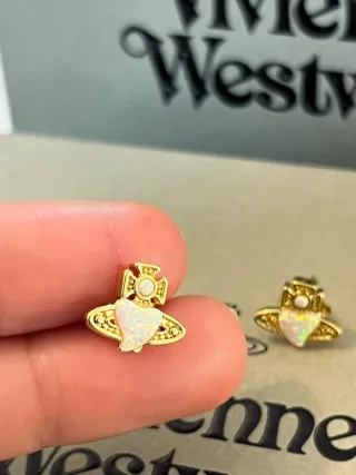 Pendientes Vivienne Westwood Corazón Ópalo Dorado