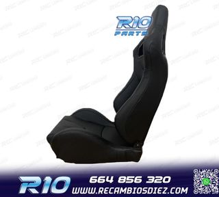 ASIENTO DEPORTIVO SEMI BAQUET ESTILO RS CUERO NEGRO SEMI PIE