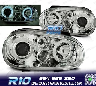 FAROS VOLKSWAGEN VW GOLF 4 OJOS ANGEL CROMO